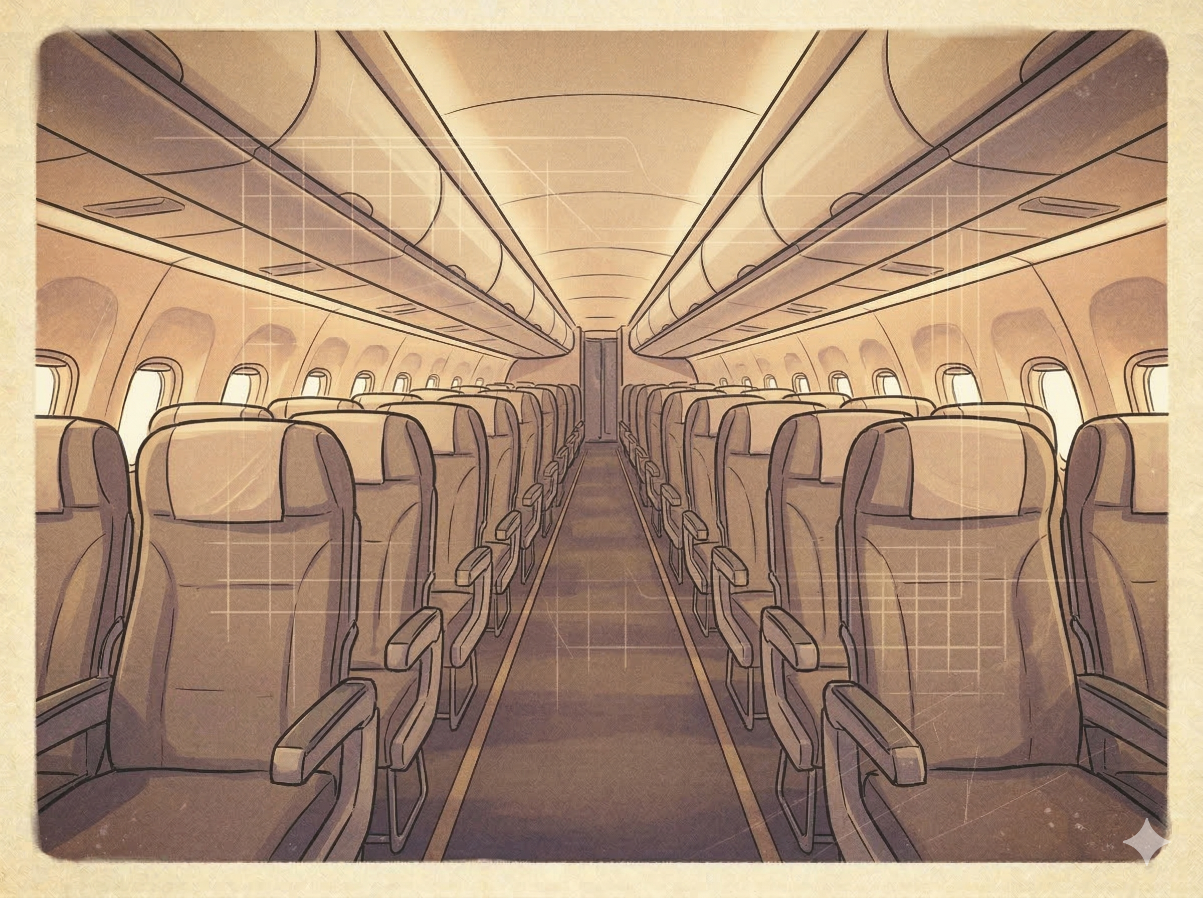Postcard preview showing aircraft cabin theme