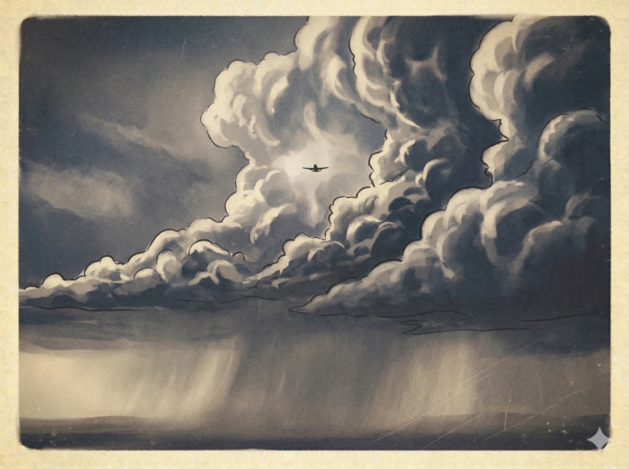 Postcard preview showing storm weather theme